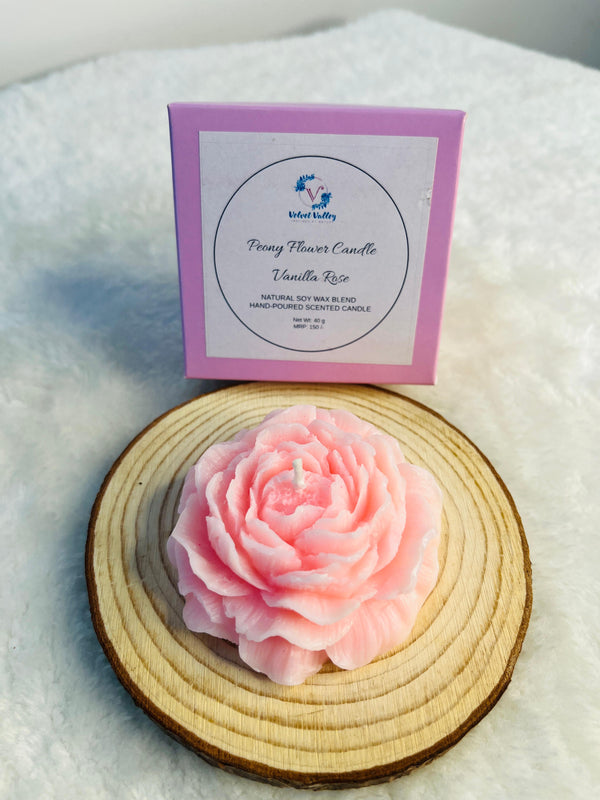 Peony flower candle vanilla rose