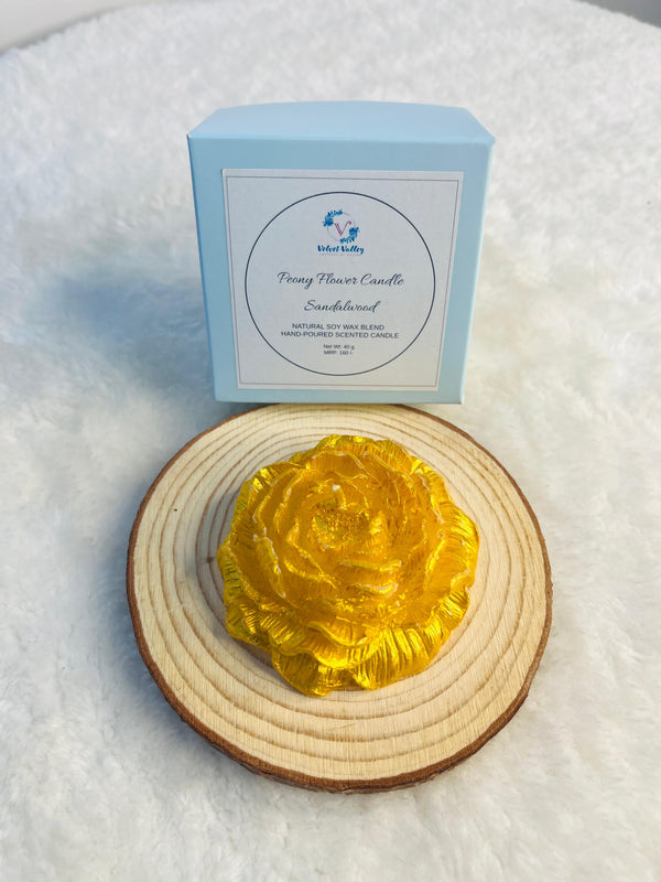 Peony flower candle sandalwood